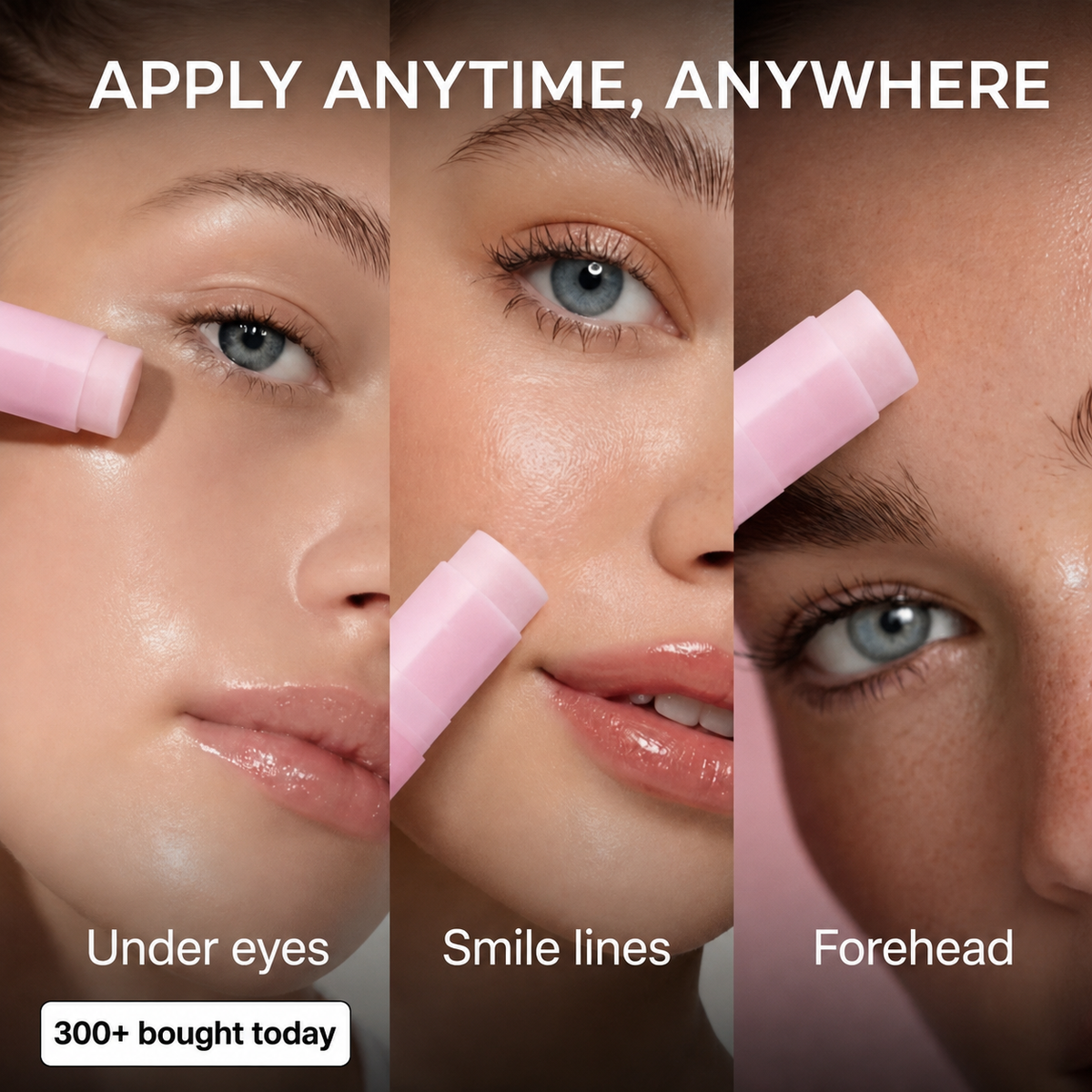 Apply under eyes, smile lines and forehead